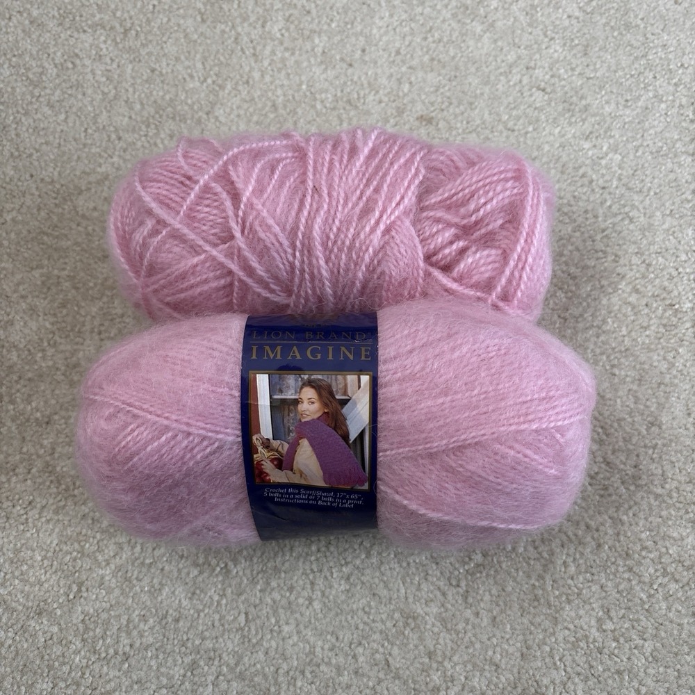 Lion Brand Yarn Imagine Pink 80% Acrylic 20% Mohair 2.5oz